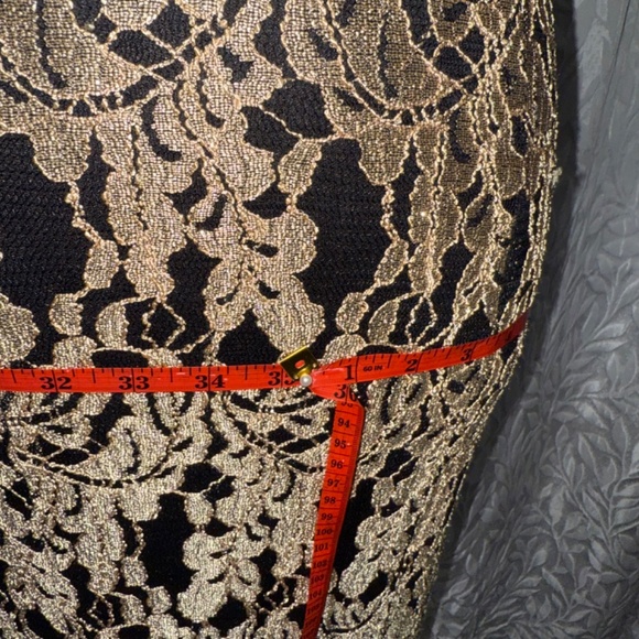 black and gold body con formal prom halter fitted size small bridesmaid dress - Picture 7 of 11